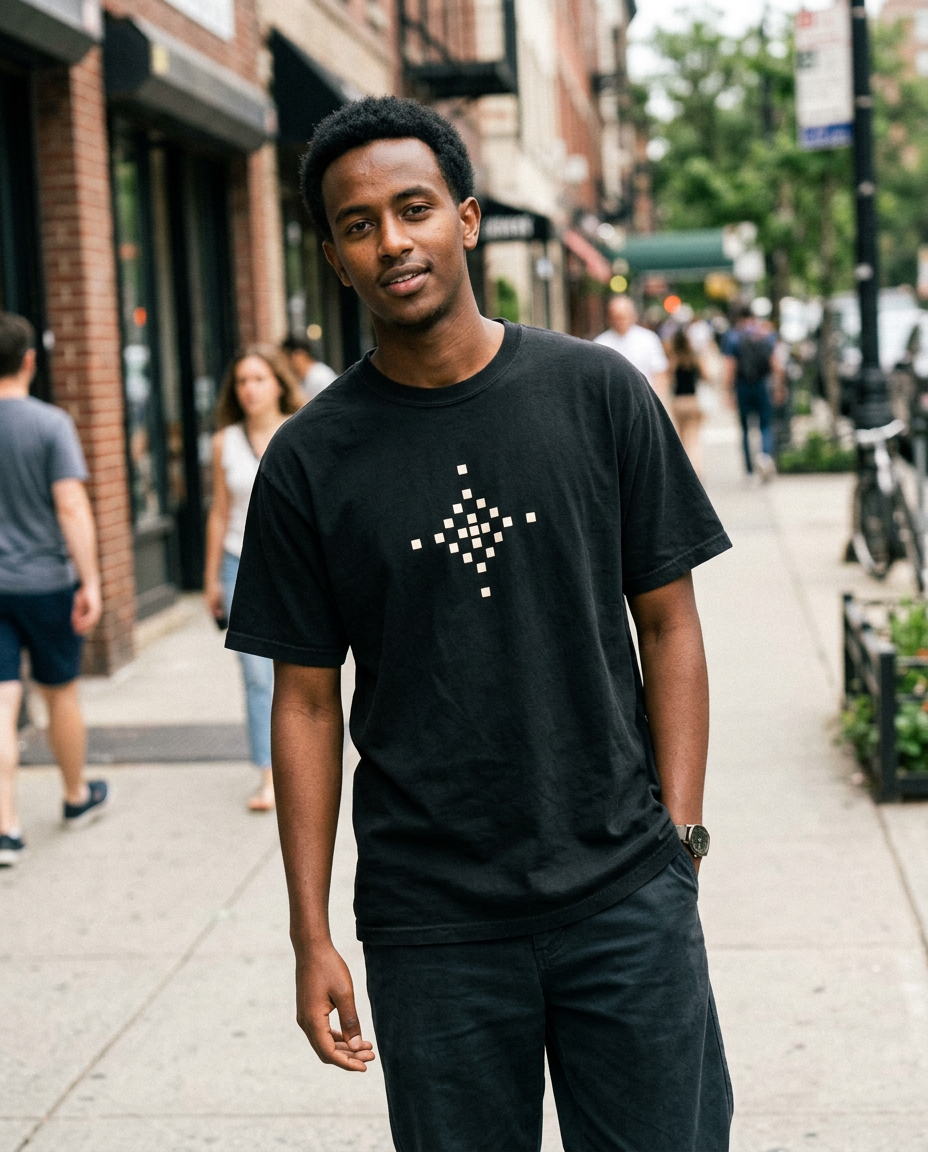 Man wearing the Tilet Modern tee